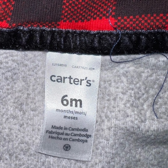 ADORABLE infant zip hooded sweatshirt featuring a red plaid heart ❤️ like new! - Picture 4 of 5